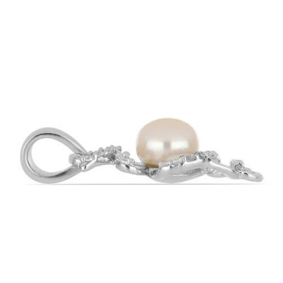 BUY STERLING SILVER PEACH FRESHWATER PEARL GEMSTONE PENDANT